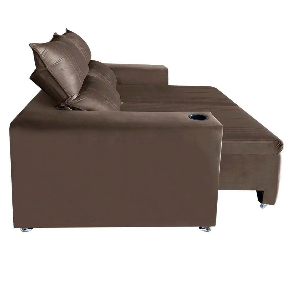 Sófa Retrátil E Reclinável 2 Lugares Madri Veludo Marrom Speciale Home Marrom - 6