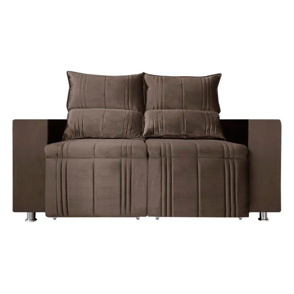 Sófa Retrátil E Reclinável 2 Lugares Madri Veludo Marrom Speciale Home Marrom - 8