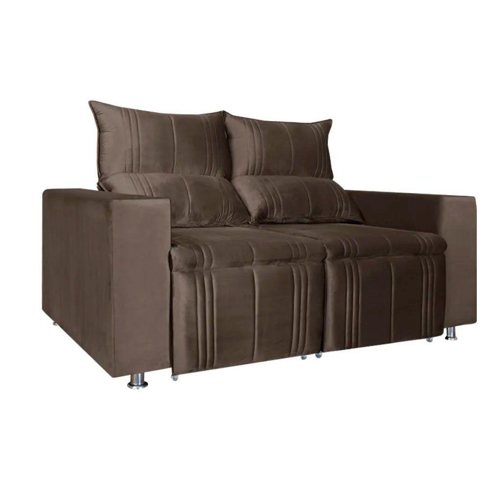 Sófa Retrátil E Reclinável 2 Lugares Madri Veludo Marrom Speciale Home Marrom - 9