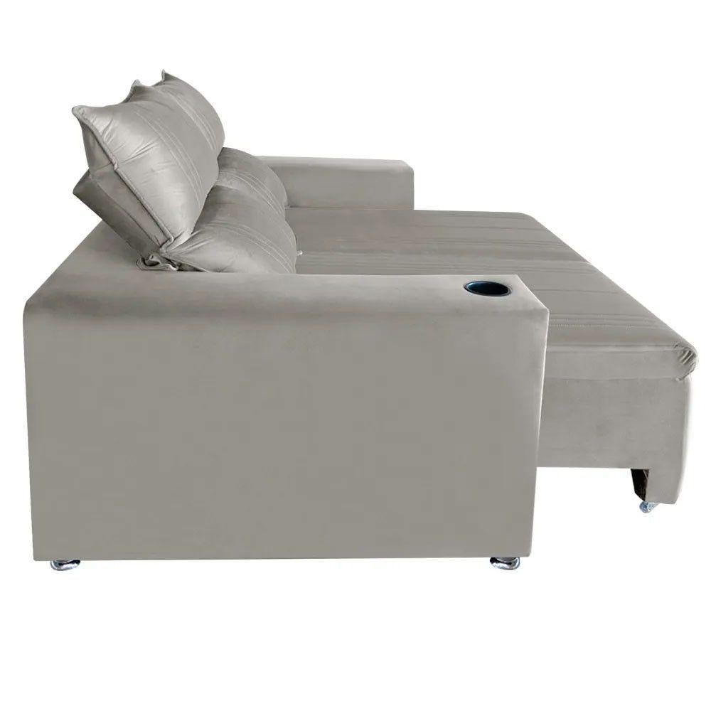 Sófa Retrátil E Reclinável 2 Lugares Madri Veludo Bege Speciale Home Bege - 6