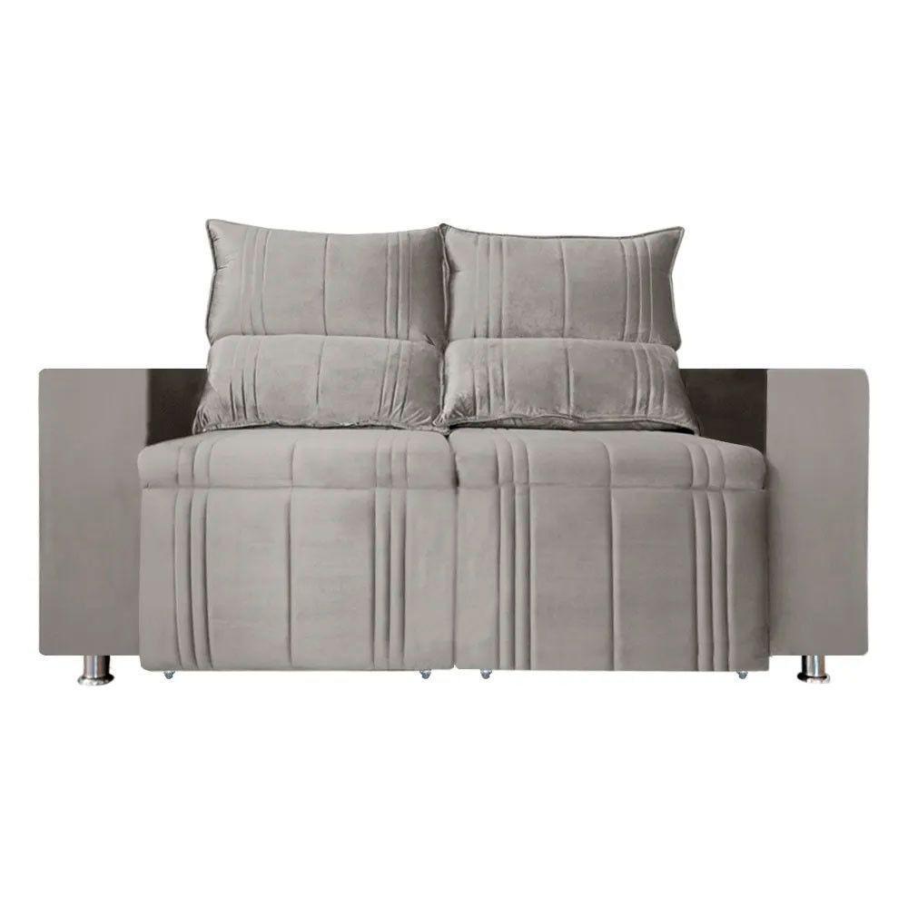 Sófa Retrátil E Reclinável 2 Lugares Madri Veludo Bege Speciale Home Bege - 8