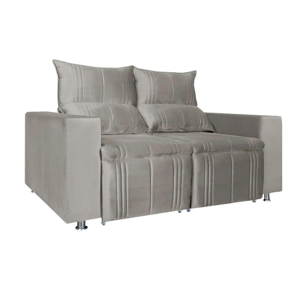 Sófa Retrátil E Reclinável 2 Lugares Madri Veludo Bege Speciale Home Bege - 9