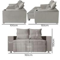 Sófa Retrátil E Reclinável 2 Lugares Madri Veludo Bege Speciale Home Bege - 2