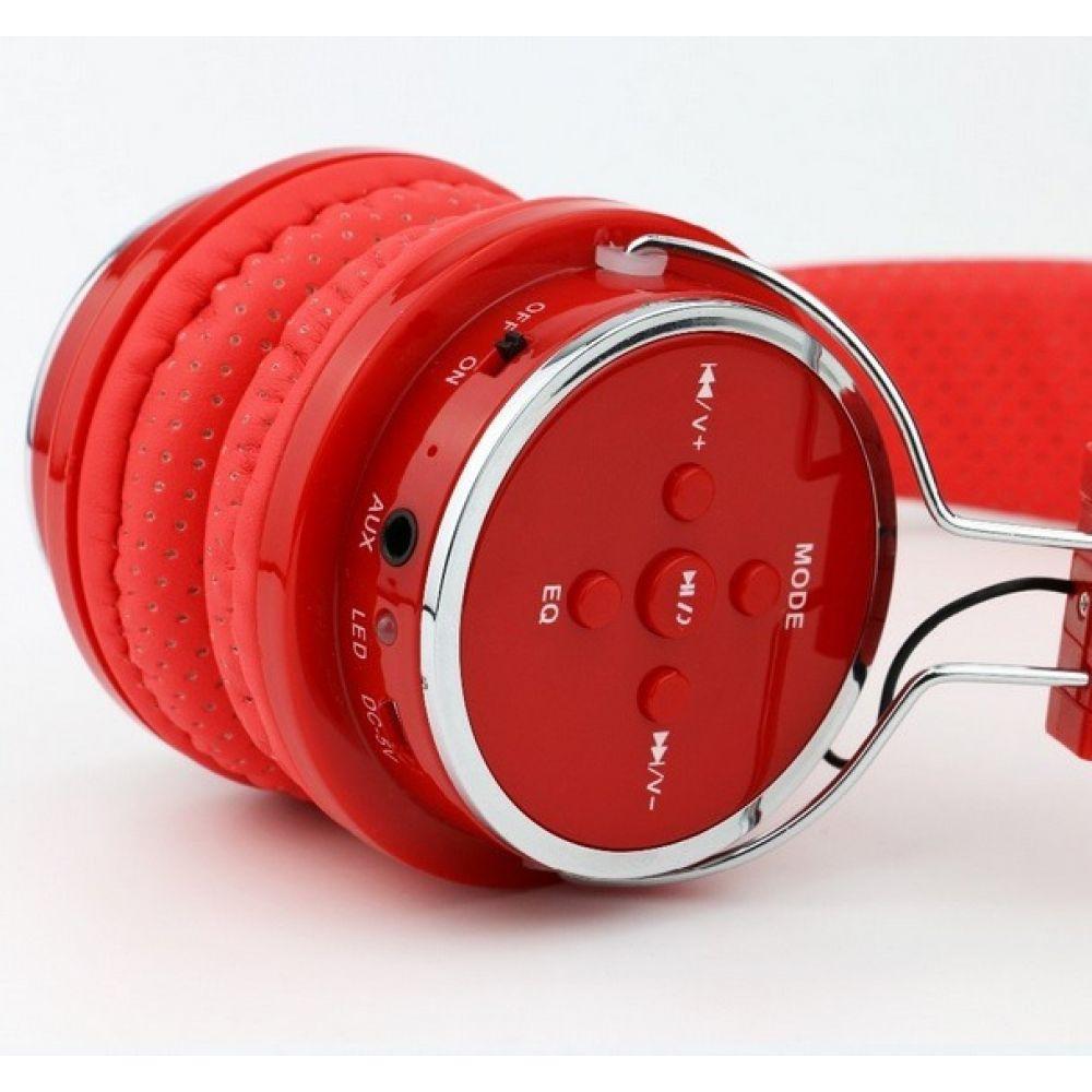 Fone de Ouvido Bluetooth SD Mp3 Rádio FM Player Vermelho - 4