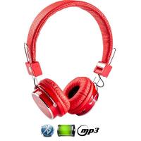 Fone de Ouvido Bluetooth SD Mp3 Rádio FM Player Vermelho - 1