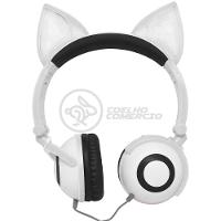 Fone De Ouvido Gatinho Fox Fio C/ Led Infantil Branco - 1