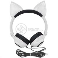 Fone De Ouvido Gatinho Fox Fio C/ Led Infantil Branco - 2