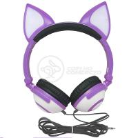 Fone De Ouvido Gatinho Fox Fio C/ Led Infantil Roxo - 1