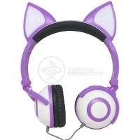 Fone De Ouvido Gatinho Fox Fio C/ Led Infantil Roxo - 2