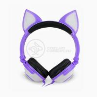 Fone De Ouvido Gatinho Fox Fio C/ Led Infantil Roxo - 3