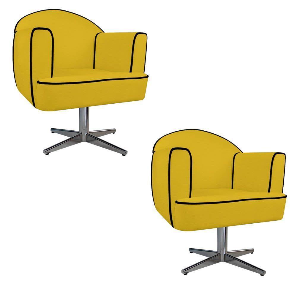 02 Poltronas Athena Base Giratória Metal Corano - 1