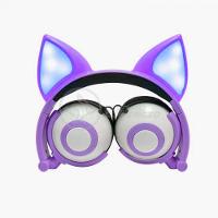 Fone De Ouvido Gatinho Fox Fio C/ Led Infantil Roxo - 1
