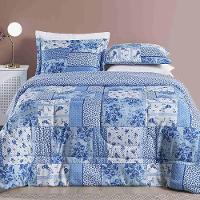 Edredom Ayla Casal King Tecido Dupla Face Microfibra 03 Peças - Azul Sereno - 1