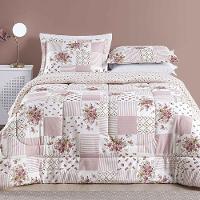 Edredom Ayla Casal King Tecido Dupla Face Microfibra 03 Peças - Rosa Floral Matura - 1