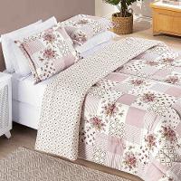Edredom Ayla Casal King Tecido Dupla Face Microfibra 03 Peças - Rosa Floral Matura