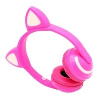 Fone De Ouvido Sem Fio Orelhas De Gato Com 7 Cores De Led Rosa - 1