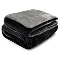 Edredom Buettner King Plush Flannel Dupla Face 260Mx280M Preto E Metal Escuro - 1