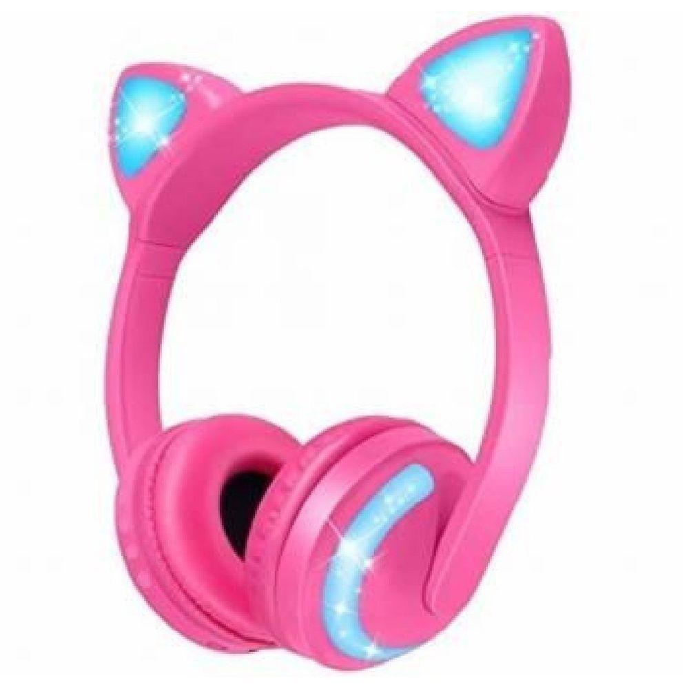 Fone De Ouvido Orelha De Gatinha Com 7 Cores Led Headphone Bluetooth P2 Rosa - 2