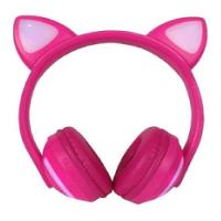 Fone De Ouvido Orelha De Gatinha Com 7 Cores Led Headphone Bluetooth P2 Rosa - 1