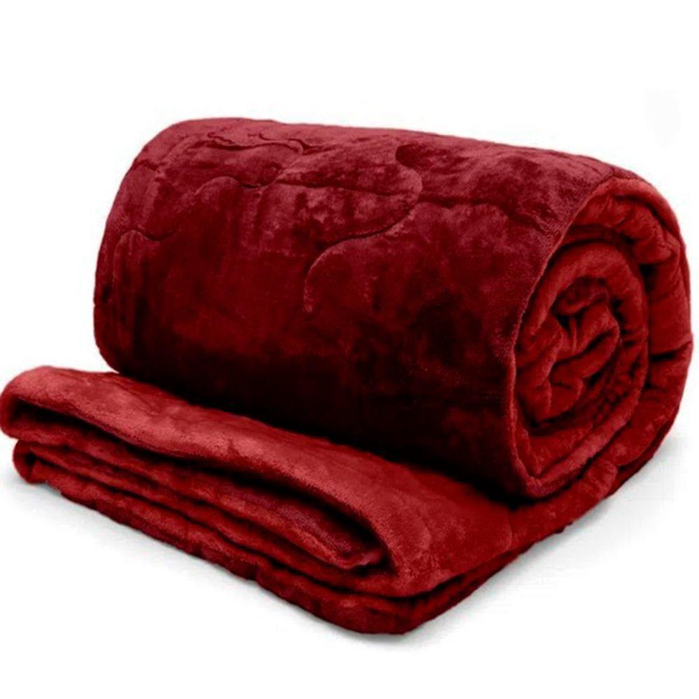 Edredom Buettner King Plush Flannel Dupla Face 260Mx280M Vermelho Escuro E Vermelho Claro - 1