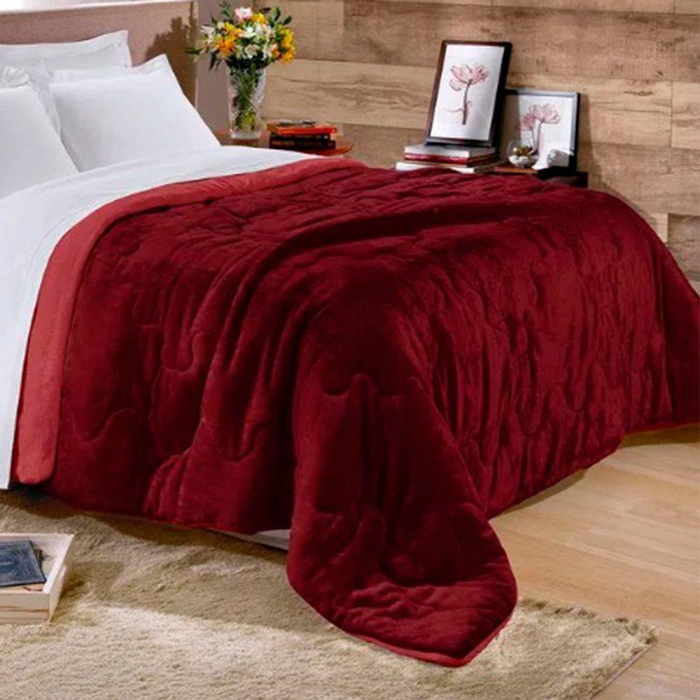 Edredom Buettner King Plush Flannel Dupla Face 260Mx280M Vermelho Escuro E Vermelho Claro - 3