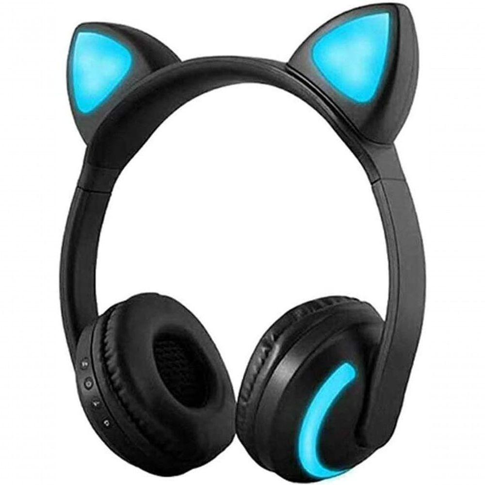 Fones De Ouvido Sem Fio Com Bluetooth Com Microfone, 7 Cores, Luz De Led Piscando, Estéreo Preto - 1