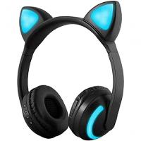 Fones De Ouvido Sem Fio Com Bluetooth Com Microfone, 7 Cores, Luz De Led Piscando, Estéreo Preto - 1