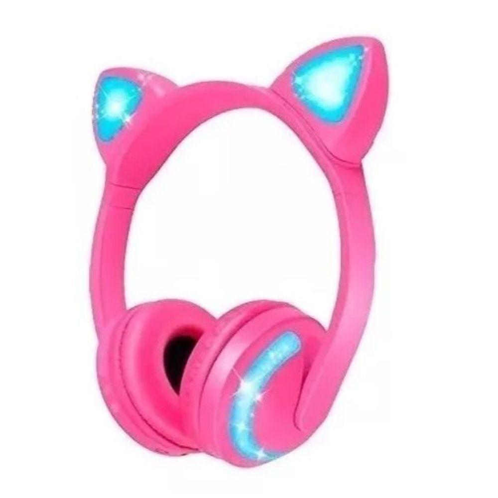 Headphone Bluetooth Com Orelhas De Gato E Iluminação Led Fone Sem Fio De Gatinho Rosa - 1