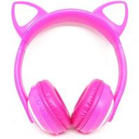 Headphone Bluetooth Orelhas Led Fone Gatinho Bt Rosa - 1
