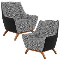 Kit 02 Poltronas Corano Preto C-05 Pied Poule - 1