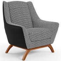 Kit 02 Poltronas Corano Preto C-05 Pied Poule - 13