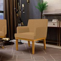 Kit 02 Poltronas Decorativa Para Sala De Estar E Recepção Beatriz W01 Bouclê Mostarda - 10