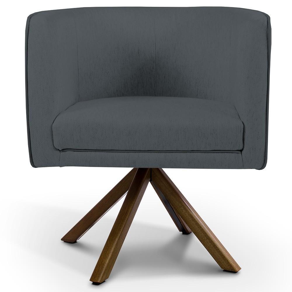 Kit 02 Poltronas Base Giratória De Madeira Corano Cinza - 3