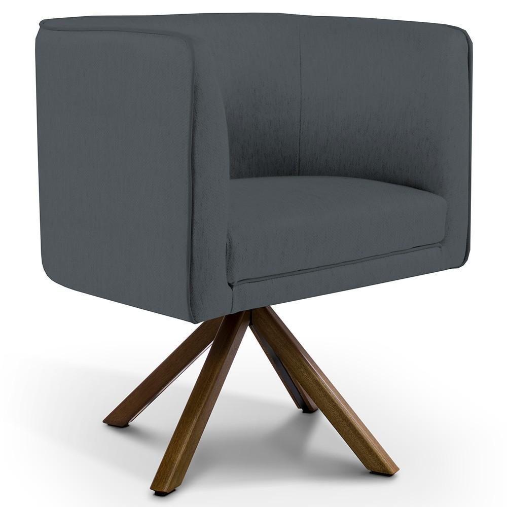Kit 02 Poltronas Base Giratória De Madeira Corano Cinza - 5