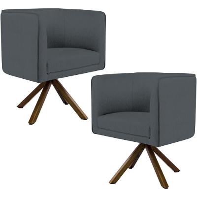 Kit 2 Poltronas Giratórias Betina D02 Corano Cinza Lyam Decor