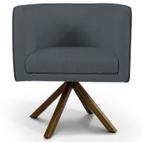 Kit 02 Poltronas Base Giratória De Madeira Corano Cinza - 3