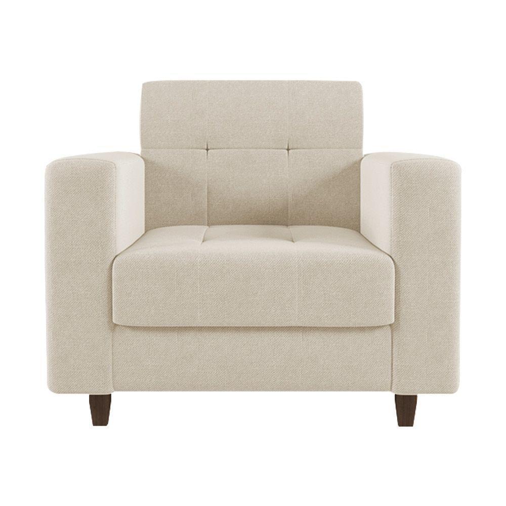 Kit 02 Poltronas Arezzo Linho Pés Chanfrado Marrom - D'rossi Cor A19 Bege - 8