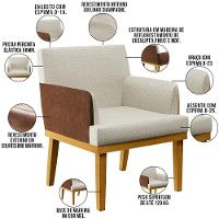 Kit 02 Poltronas Decorativa Base Mel Beatriz W01 Linho Champagne Couríssimo Marrom - 8