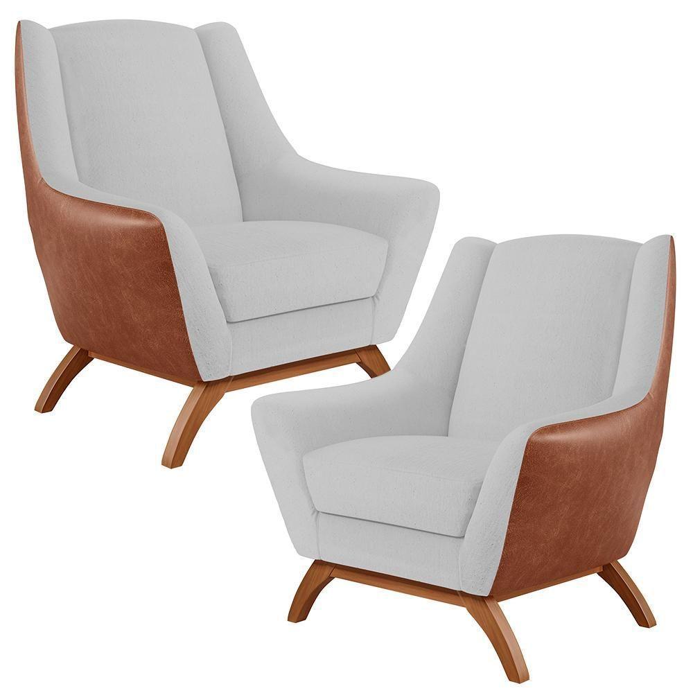 Kit 02 Poltronas Camel B-14 Linho Cinza D-315 - 1