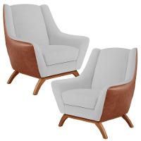 Kit 02 Poltronas Camel B-14 Linho Cinza D-315 - 1