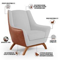 Kit 02 Poltronas Camel B-14 Linho Cinza D-315 - 6