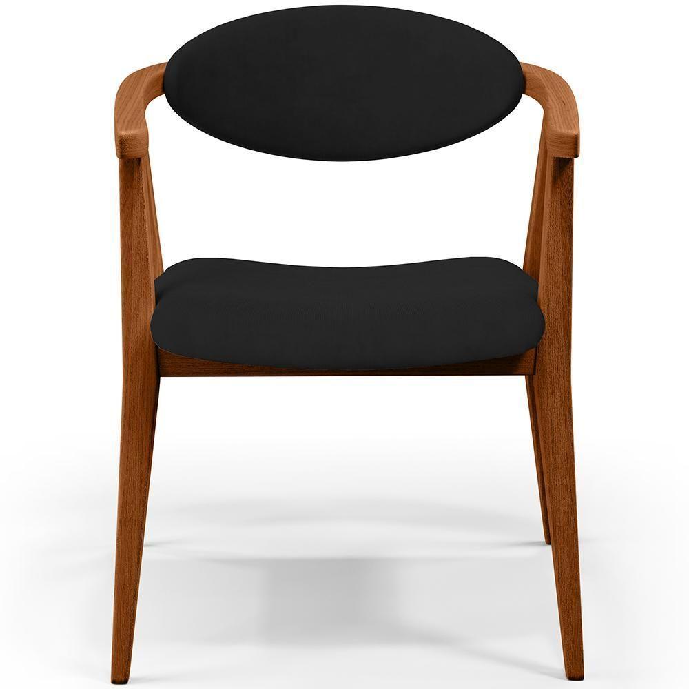 Kit 02 Poltronas Decorativas Para Sala De Estar Jantar Cecília B04 Suede Preto - 2