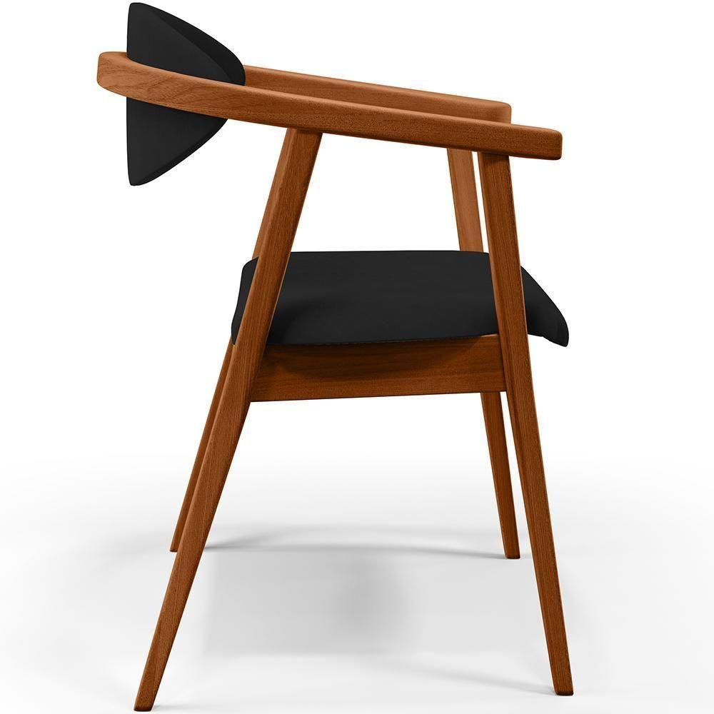 Kit 02 Poltronas Decorativas Para Sala De Estar Jantar Cecília B04 Suede Preto - 10