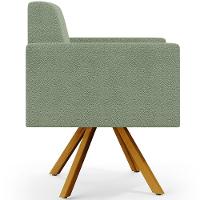 Kit 02 Poltronas Giratória Sala De Estar Base De Madeira Helô L02 Bouclê Oliva - 2