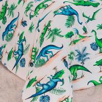 Edredom Fantasy Dinossauro Solteiro Infantil Tecido Malha 100% Algodão Macio Antialérgico - Azul - 2