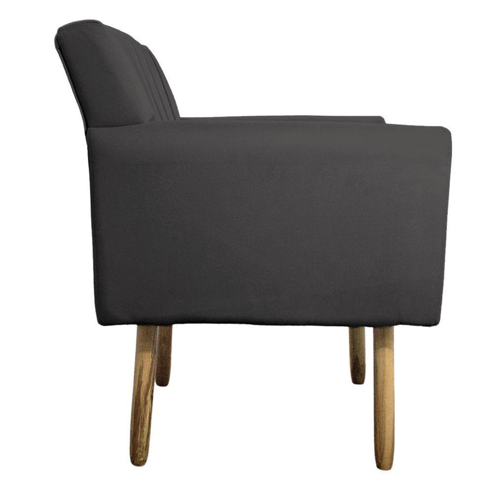 Kit 02 Poltronas Laura Pés Palito Linho Cinza escuro - 3