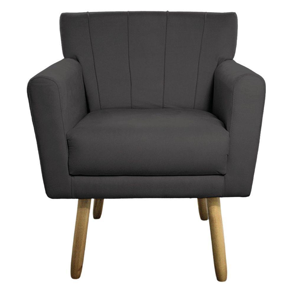 Kit 02 Poltronas Laura Pés Palito Linho Cinza escuro - 4