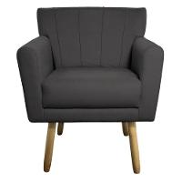 Kit 02 Poltronas Laura Pés Palito Linho Cinza escuro