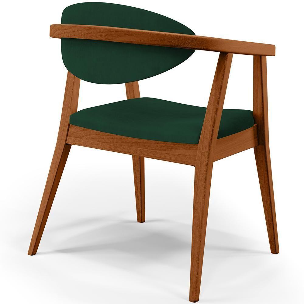 Kit 02 Poltronas Decorativas Para Sala De Estar Jantar Cecília B04 Suede Verde Musgo - 2