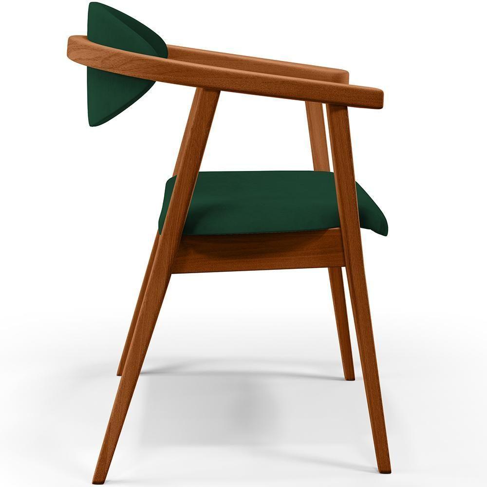 Kit 02 Poltronas Decorativas Para Sala De Estar Jantar Cecília B04 Suede Verde Musgo - 3